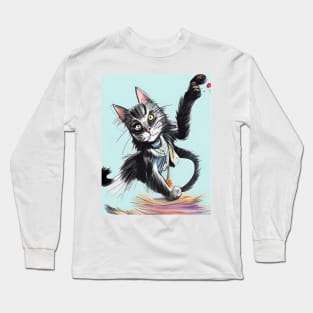 Cat with Magic Book Long Sleeve T-Shirt